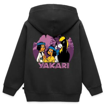 Yakaris besten Freunde - Kinder Premium Organic Zip Hoodie - Schwarz - Hinten - AI Model Kid Male (0cm)