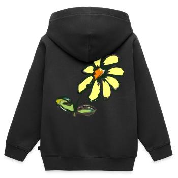 Vintage Blume - Kinder Premium Organic Zip Hoodie - Schwarz - Hinten - AI Model Kid Male (0cm)