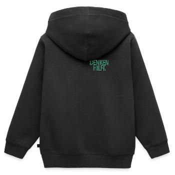 Denken Hilft - Kinder Premium Organic Zip Hoodie - Schwarz - Hinten - AI Model Kid Male (0cm)