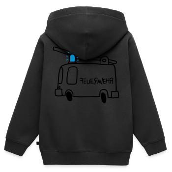 Feu - Sweat Premium à capuche zippé enfant bio - noir - Dos - AI Model Kid Male (0cm)