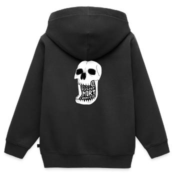 il y en a qui sont mort comme ça! - Sweat Premium à capuche zippé enfant bio - noir - Dos - AI Model Kid Male (0cm)