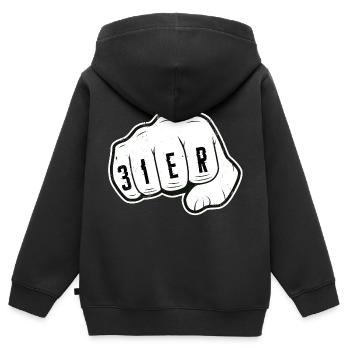 Richtiger 31er - Kinder Premium Organic Zip Hoodie - Schwarz - Hinten - AI Model Kid Male (0cm)