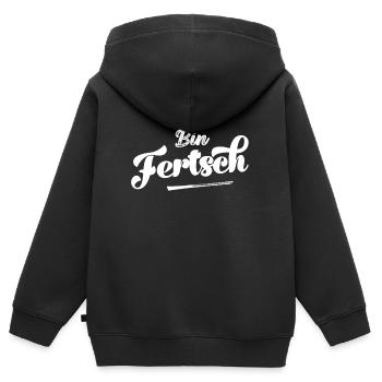 Fertsch Sachse Sachsen Sächsisch Ostendeutschland - Kinder Premium Organic Zip Hoodie - Schwarz - Hinten - AI Model Kid Male (0cm)