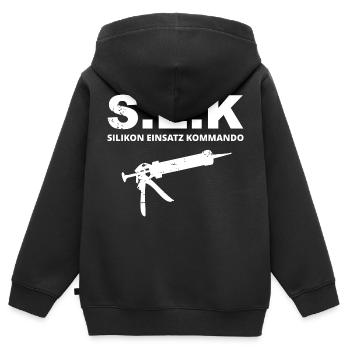 Fliesenleger Silikon Einsatz Kommando - Kinder Premium Organic Zip Hoodie - Schwarz - Hinten - AI Model Kid Male (0cm)