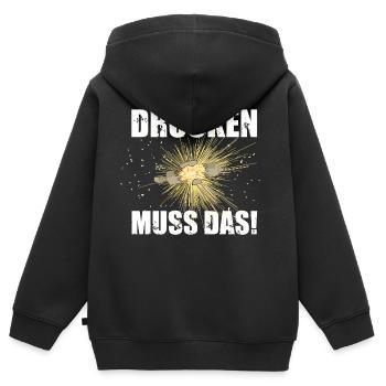 Pyro Drücken muss das Feuerwerk - Kinder Premium Organic Zip Hoodie - Schwarz - Hinten - AI Model Kid Male (0cm)