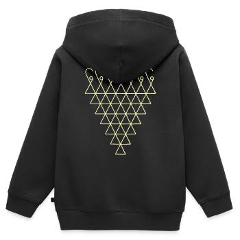Saraswati Yantra - Sweat Premium à capuche zippé enfant bio - noir - Dos - AI Model Kid Male (0cm)