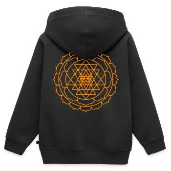 Sri Yantra Lotus Blume - Kinder Premium Organic Zip Hoodie - Schwarz - Hinten - AI Model Kid Male (0cm)