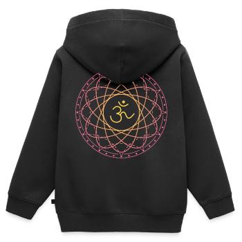 Heilige Geometrie mit Om Symbol - Kinder Premium Organic Zip Hoodie - Schwarz - Hinten - AI Model Kid Male (0cm)