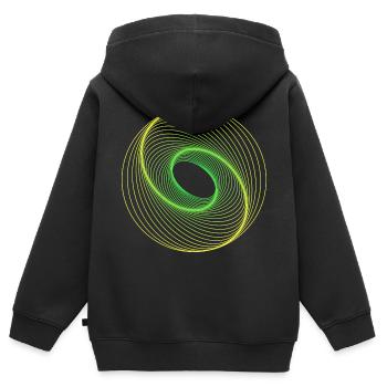 Géométrie sacrée Spiralle - Sweat Premium à capuche zippé enfant bio - noir - Dos - AI Model Kid Male (0cm)