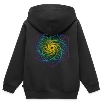 Heilige Geometrie Spiralle Regenbogen - Kinder Premium Organic Zip Hoodie - Schwarz - Hinten - AI Model Kid Male (0cm)