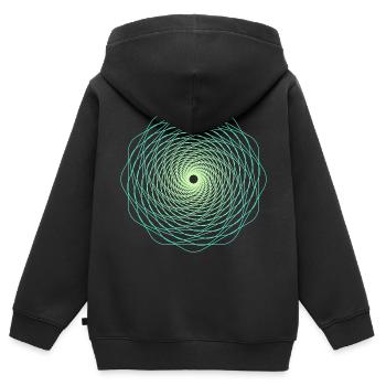 Géométrie sacrée Spiralle - Sweat Premium à capuche zippé enfant bio - noir - Dos - AI Model Kid Male (0cm)