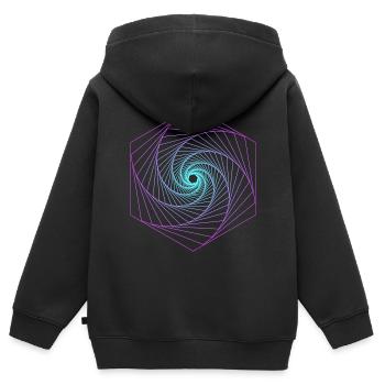 Géométrie sacrée Spiralle - Sweat Premium à capuche zippé enfant bio - noir - Dos - AI Model Kid Male (0cm)