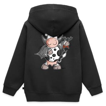 Dracula Kuh I Vampire Fun - Sweat Premium à capuche zippé enfant bio - noir - Dos - AI Model Kid Male (0cm)