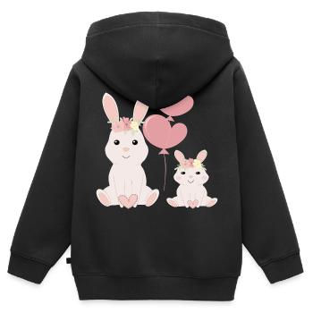 Süße Hasen hell - Kinder Premium Organic Zip Hoodie - Schwarz - Hinten - AI Model Kid Male (0cm)