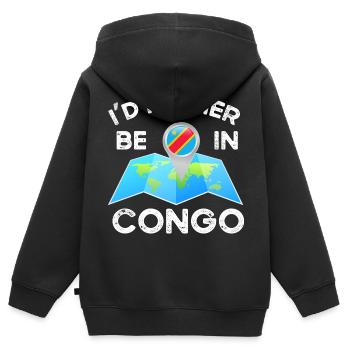 Congo - Sweat Premium à capuche zippé enfant bio - noir - Dos - AI Model Kid Male (0cm)