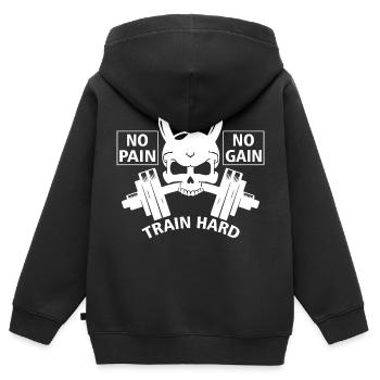 NO PAIN NO GAIN TRAINING HARD - Sweat Premium à capuche zippé enfant bio - noir - Dos - AI Model Kid Male (0cm)