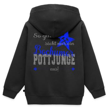 Bochum Bochumer Pottjunge Ruhrpott - Kinder Premium Organic Zip Hoodie - Schwarz - Hinten - AI Model Kid Male (0cm)