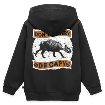 Capybara Wasserschwein Nagetier - Kinder Premium Organic Zip Hoodie - Schwarz - Hinten - AI Model Kid Male (0cm)