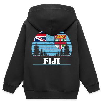 Fidji - Sweat Premium à capuche zippé enfant bio - noir - Dos - AI Model Kid Male (0cm)