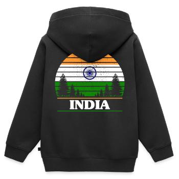 Inde - Sweat Premium à capuche zippé enfant bio - noir - Dos - AI Model Kid Male (0cm)