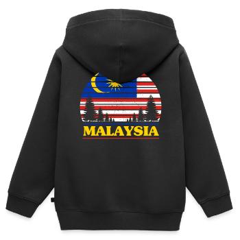 Malaysia - Kinder Premium Organic Zip Hoodie - Schwarz - Hinten - AI Model Kid Male (0cm)