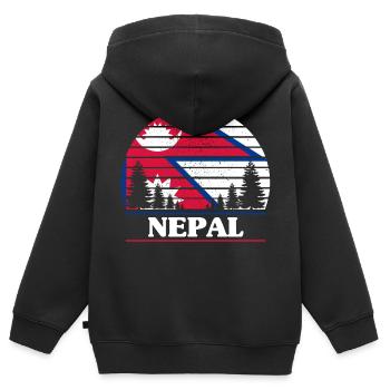 Nepal - Kinder Premium Organic Zip Hoodie - Schwarz - Hinten - AI Model Kid Male (0cm)