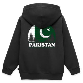 Pakistan - Kinder Premium Organic Zip Hoodie - Schwarz - Hinten - AI Model Kid Male (0cm)