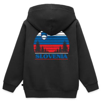 Slowenien - Kinder Premium Organic Zip Hoodie - Schwarz - Hinten - AI Model Kid Male (0cm)