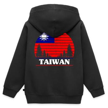 Taïwan - Sweat Premium à capuche zippé enfant bio - noir - Dos - AI Model Kid Male (0cm)