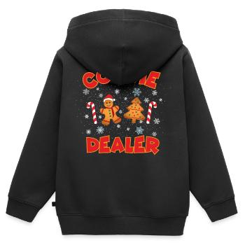 Weihnachtsplätzchen-Händler - Kinder Premium Organic Zip Hoodie - Schwarz - Hinten - AI Model Kid Male (0cm)