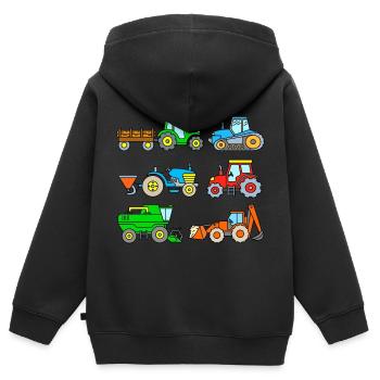 Roter Traktor Mähdrescher Bagger Trecker Bauernhof - Kinder Premium Organic Zip Hoodie - Schwarz - Hinten - AI Model Kid Male (0cm)