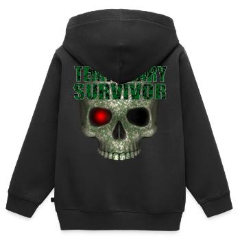Crâne de survivant temporaire R6Z - Sweat Premium à capuche zippé enfant bio - noir - Dos - AI Model Kid Male (0cm)