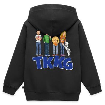 TKKG Junior Logo Mit Der Bande - Kinder Premium Organic Zip Hoodie - Schwarz - Hinten - AI Model Kid Male (0cm)