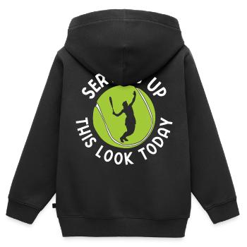 Tennisplatz Spruch Für Tennis - Kinder Premium Organic Zip Hoodie - Schwarz - Hinten - AI Model Kid Male (0cm)