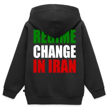 Regime change in iran - Kinder Premium Organic Zip Hoodie - Schwarz - Hinten - AI Model Kid Male (0cm)