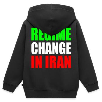 Regime change in iran - Kinder Premium Organic Zip Hoodie - Schwarz - Hinten - AI Model Kid Male (0cm)