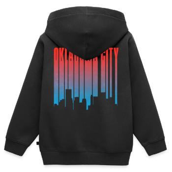 Pente de la ligne d’horizon d’Oklahoma City - Sweat Premium à capuche zippé enfant bio - noir - Dos - AI Model Kid Male (0cm)