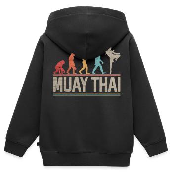 Muay Thai Evolution Kickboxen Kampfkünste - Kinder Premium Organic Zip Hoodie - Schwarz - Hinten - AI Model Kid Male (0cm)