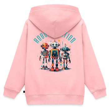 Roboter-Nation 2 - Kinder Premium Organic Zip Hoodie - Rosa - Hinten - AI Model Kid Female (0cm)
