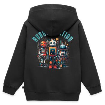 Roboter-Nation 2 - Kinder Premium Organic Zip Hoodie - Schwarz - Hinten - AI Model Kid Male (0cm)