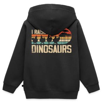 Ich ziehe winzige Dinosaurier auf Vintage Retro Huhn - Kinder Premium Organic Zip Hoodie - Schwarz - Hinten - AI Model Kid Male (0cm)