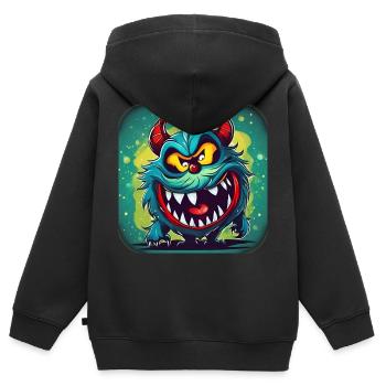 Niedliches kleines Monster - Kinder Premium Organic Zip Hoodie - Schwarz - Hinten - AI Model Kid Male (0cm)