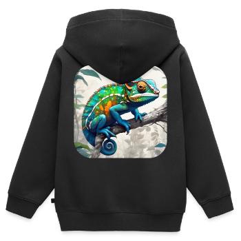 Cooles Camouflage Chameleon - Kinder Premium Organic Zip Hoodie - Schwarz - Hinten - AI Model Kid Male (0cm)