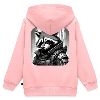 Lässiger Cyberspace Waschbär - Kinder Premium Organic Zip Hoodie - Rosa - Hinten - AI Model Kid Female (0cm)