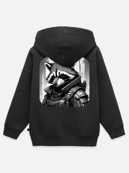 Lässiger Cyberspace Waschbär - Kinder Premium Organic Zip Hoodie - Schwarz