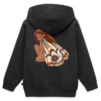 Petite Fée - Sweat Premium à capuche zippé enfant bio - noir - Dos - AI Model Kid Male (0cm)