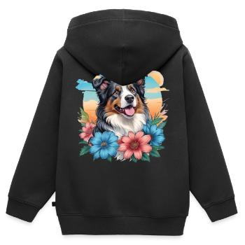 Australian Shepherd - Kinder Premium Organic Zip Hoodie - Schwarz - Hinten - AI Model Kid Male (0cm)