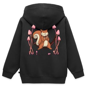 Eichhörnchen Waldtiere Hängematte. - Kinder Premium Organic Zip Hoodie - Schwarz - Hinten - AI Model Kid Male (0cm)
