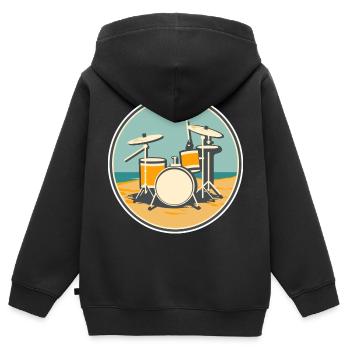 Drum Set Illustration - Kinder Premium Organic Zip Hoodie - Schwarz - Hinten - AI Model Kid Male (0cm)