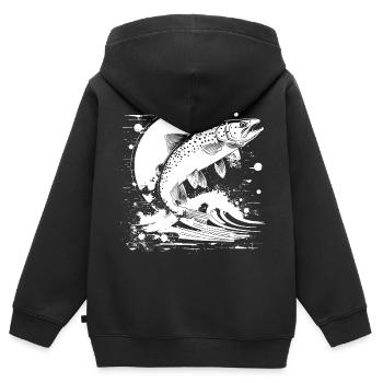 Fischerei Grafik - Kinder Premium Organic Zip Hoodie - Schwarz - Hinten - AI Model Kid Male (0cm)